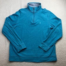 Izod Saltwater 1/4 Zip Pullover Sweatshirt Men's Large Blue Relaxed