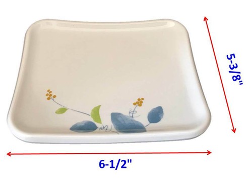 Melamine Side Sushi Plate Dish Set Snack Serving Flower Print Rectangular Melmac - Picture 7 of 8