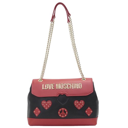 LOVE MOSCHINO QUILTED GOLD CHAIN BACKPACK. New Love Moschino Black Backpack w/ Gold Heart Chain Borsa  main image 4