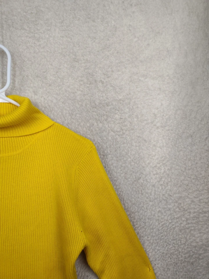 Suéter informal de punto de manga larga de mezcla de algodón amarillo grande de esquina para mujer Foto 3 de 4