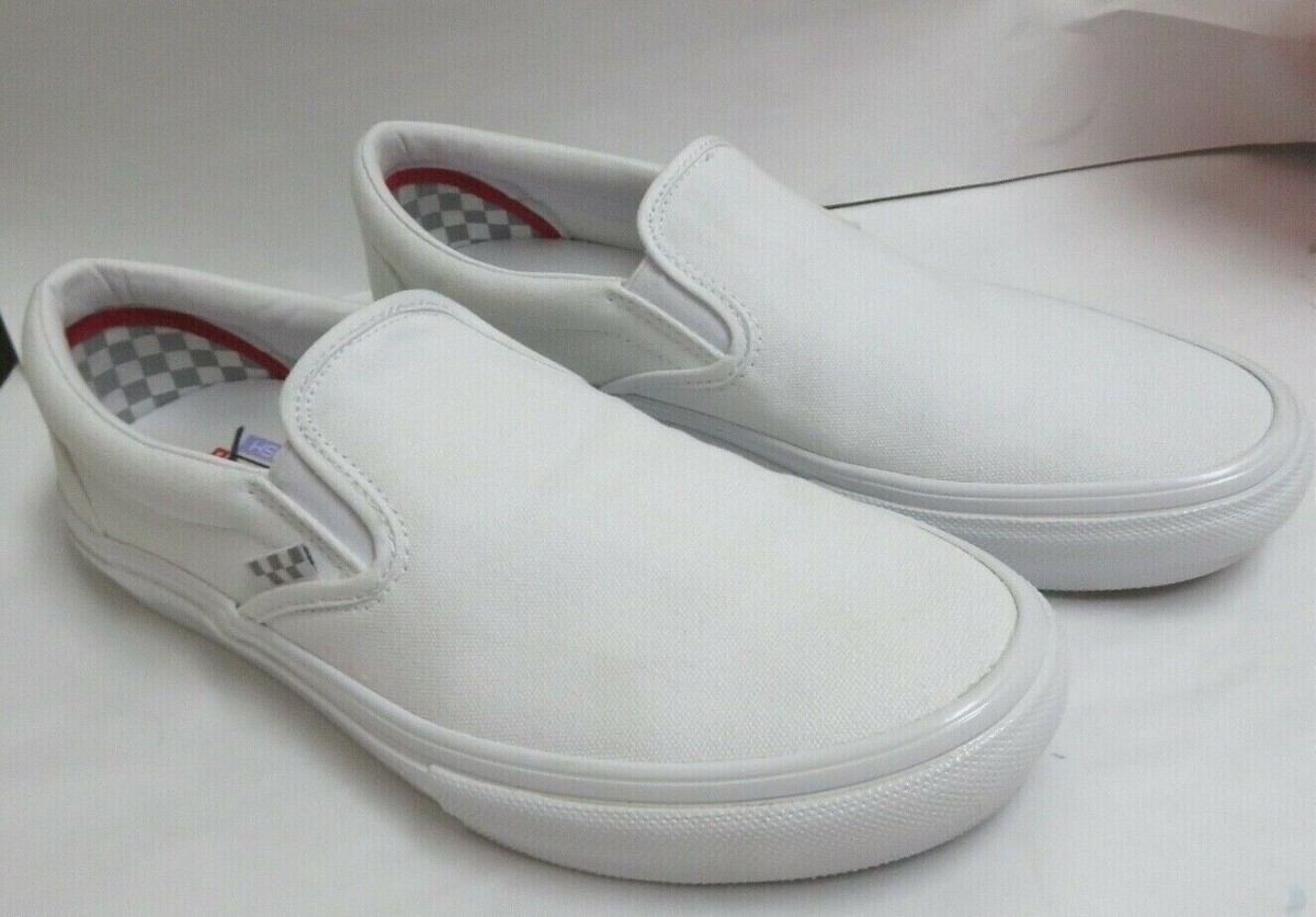 Vans Skate Slip-On White/White Shoes Popcush Footbeds Men