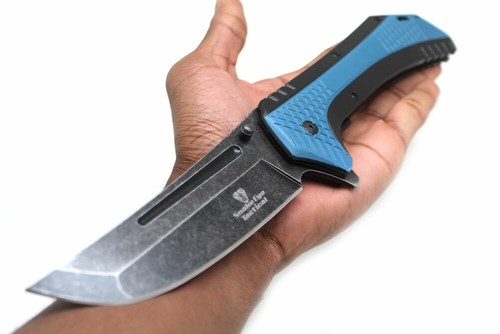 Cuchillo plegable táctico ojo de serpiente 12" jumbo enorme resistente hoja lavada en piedra - Imagen 2 de 6