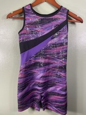 Danskin Kids Purple Jumpsuit Geometric Sleeveless Scoop Neck Size L 10-12 
