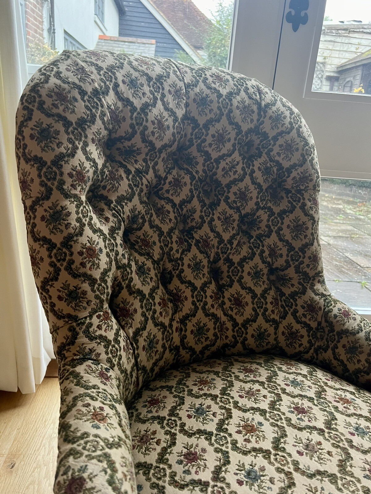 Antique Victorian Button Back Armchair Slipper Chair eBay