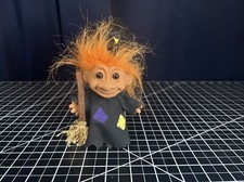 Vintage 1990s Halloween Witch Troll Doll Russ Black Orange Hair 6  Toy Wiccan