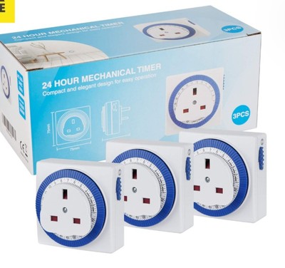 24 Stunden Segment Timer Stecker - 240V 3 Pin Stecker mit programmierbarer Zeitsteuerung X3