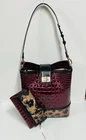 BRAHMIN NWT CHERRY LACQUER TOWERS CELINA BAG & CORDELIA WALLET ~ GENUINE LEATHER