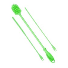 12.5" Silicone Bottle Brush with 2 Straw Brush, Bottle Cleaner Brushes, Green
