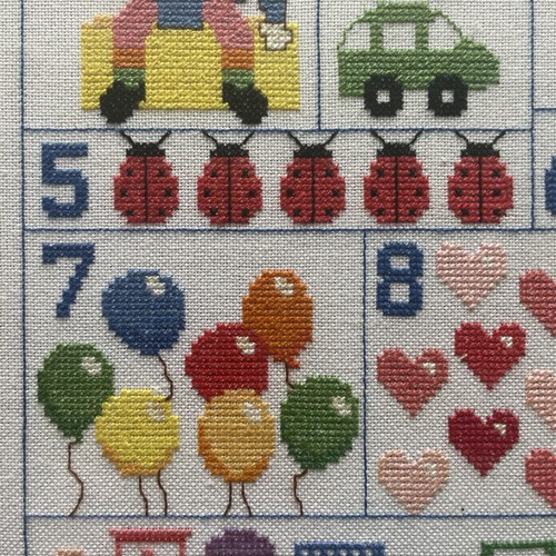 Vintage Framed Cross Stitch Sampler Humpty Dumpty And The Three Bears - Picture 6 of 14