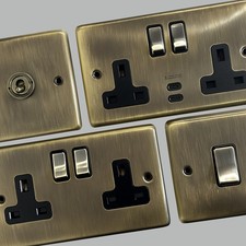 Antique Brass Sockets and Switches - Full Range
