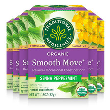 Traditional Medicinals Organic Smooth Move Peppermint Tea, Senna, 96 Bags 6 Pack