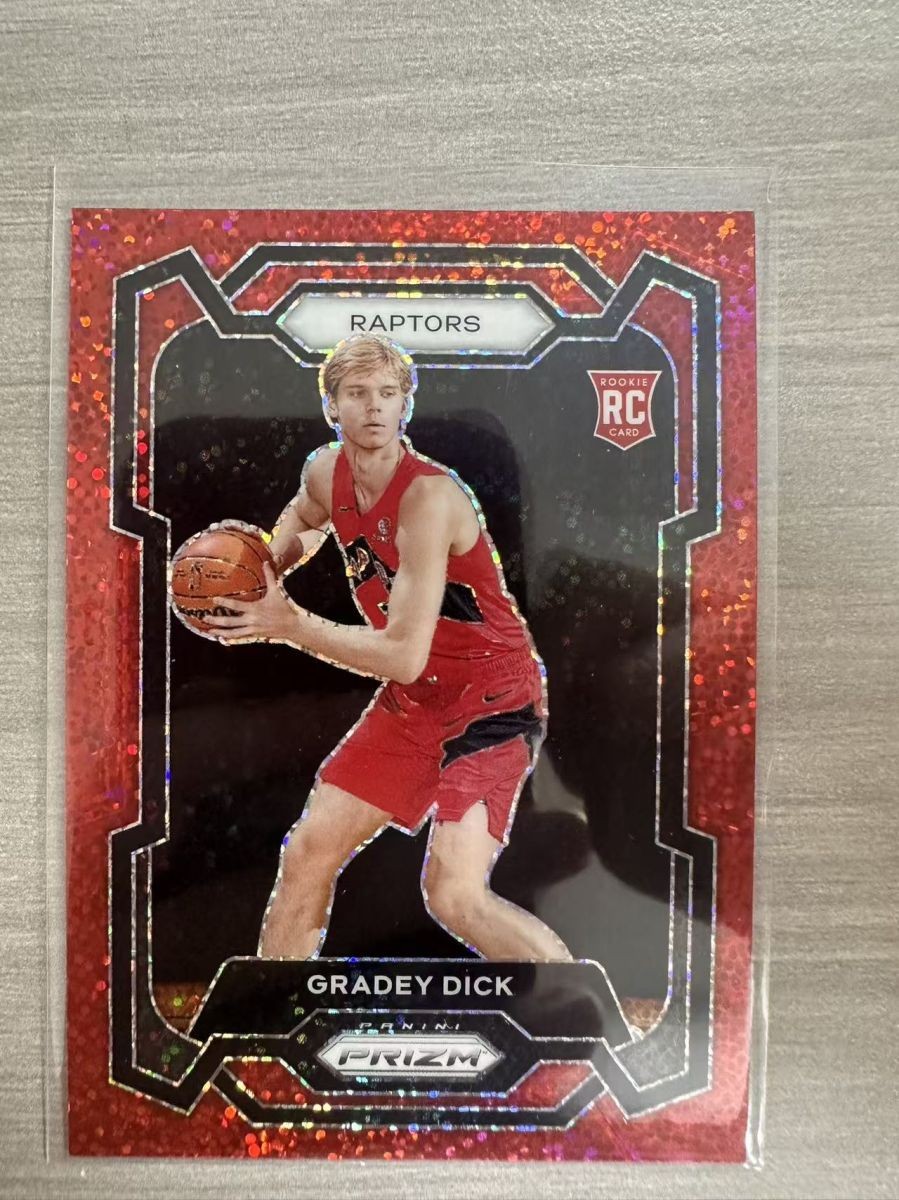 2023-24 PANINI PRIZM RAPTORS GRADEY DICK #134 RC RED SPARKLE SP