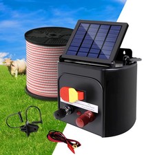 Giantz Fence Energiser 5KM Solar Powered Electric 400M Poly Tape Insulator