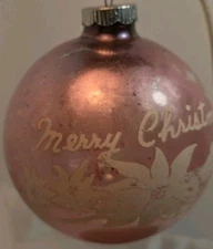 Vintage Shiny Brite Stenciled Mercury Glass Christmas Ornament Pale Pink 4"