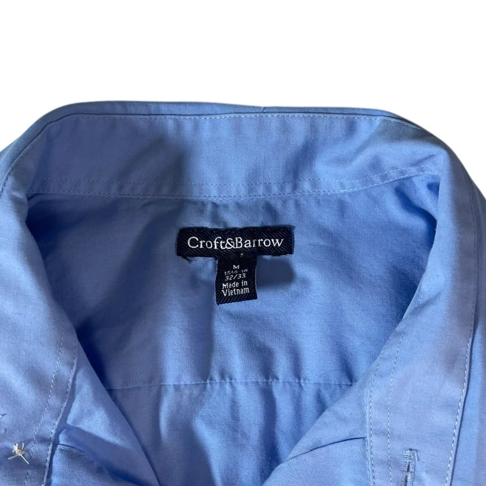 Croft & Barrow Mens 15.5-16 32/33 Dress Shirt Blue Cotton Blend RN86823 Work - Image 4 of 4