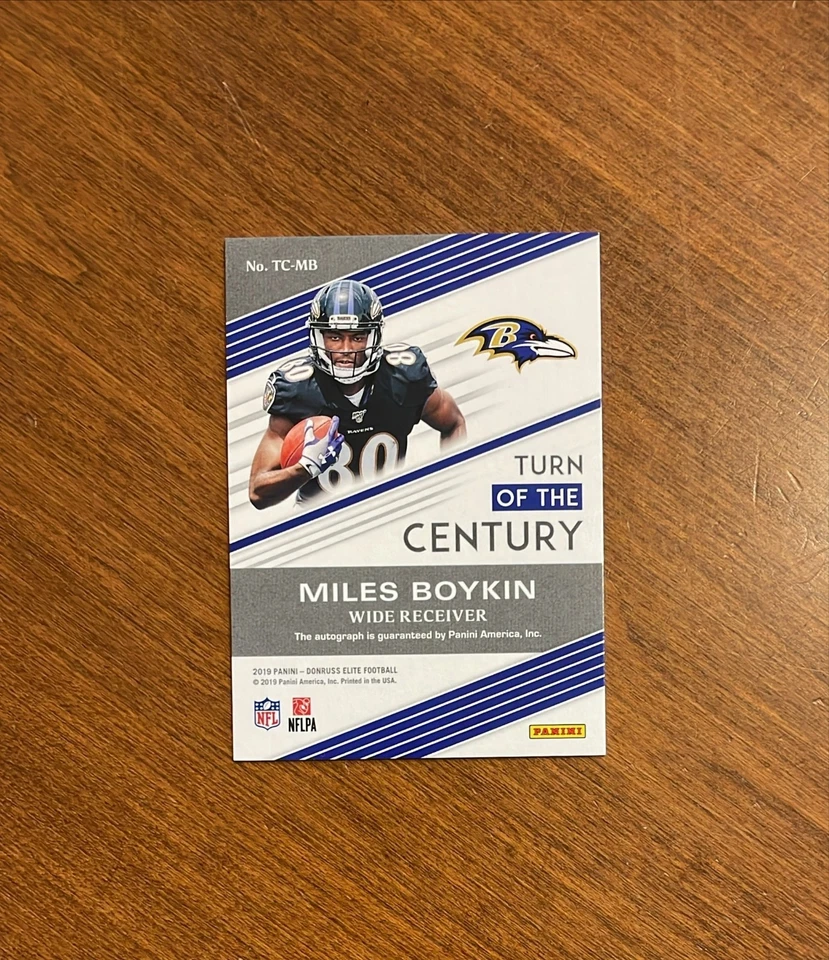 Miles Boykin 2019 Panini Elite Turn Century Rookie Auto Notre Dame Ravens /99 RC - Image 2 of 2