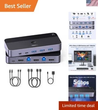 Compact HDMI KVM Switch - Share 1 Monitor Between 2 Computers, Includes Cables