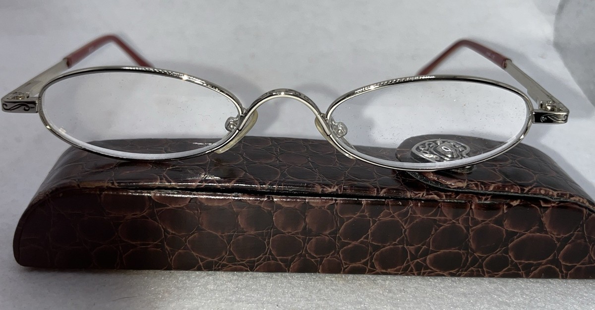 Vtg Brighton Foldable Reading Glasses Silver Plated With 