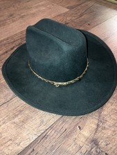 NANCY HUGHES HAT CO Dark Green Wool Felt Hat Size 6 3/4 Made In USA Vintage