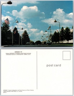 Hershey PA Chocolate Avenue Lamp Posts Postcard