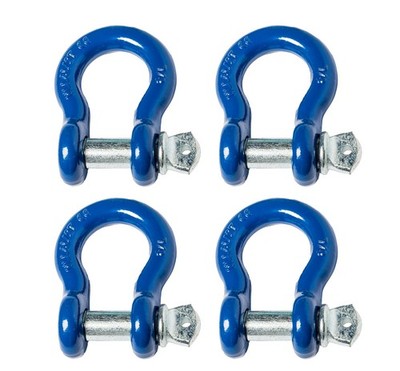 Open Box 4x 7/8'' Bow Shackle Rigging BLUE  Zinc Plated Clevis Screw Pin 14000lbs