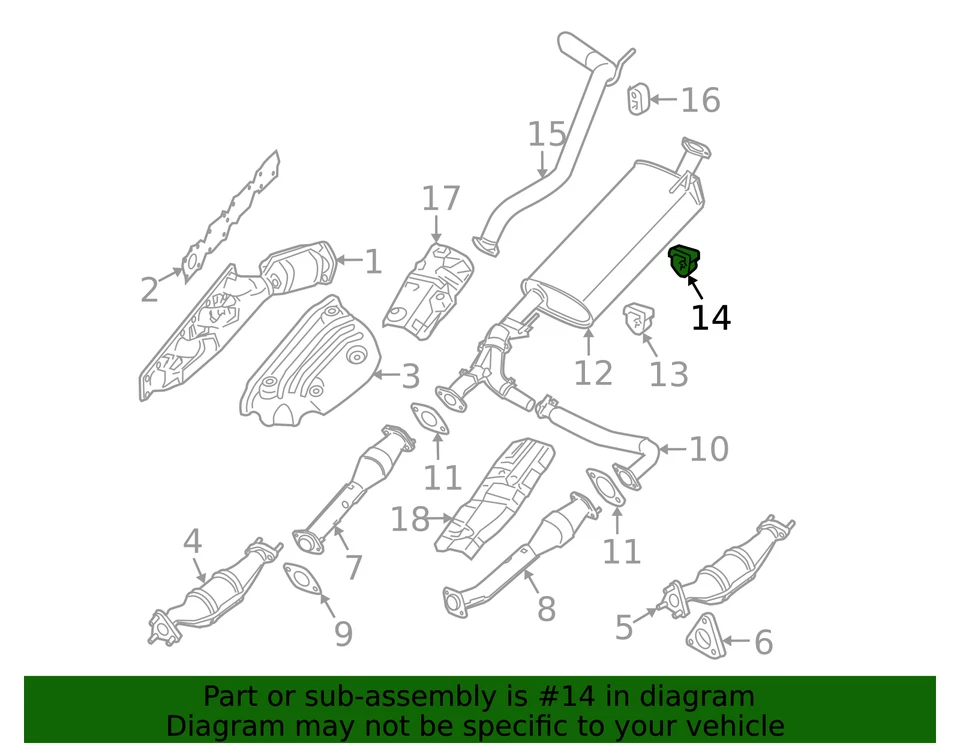Nissan 2005-2019 genuino - Silenciador y tubo montaje de goma 20651-ZP00A Foto 3 de 3