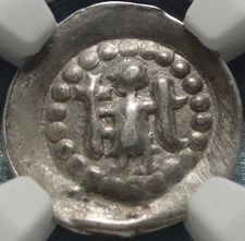 12-1300 AD STRASBOURG Medieval FRANCE "NGC CERTIFIED" Choice ANGEL BRACTEATE