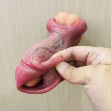 Penis Sheath Male Bigger Sleeve Girth THICK Realistic Condom Extender Enlarger