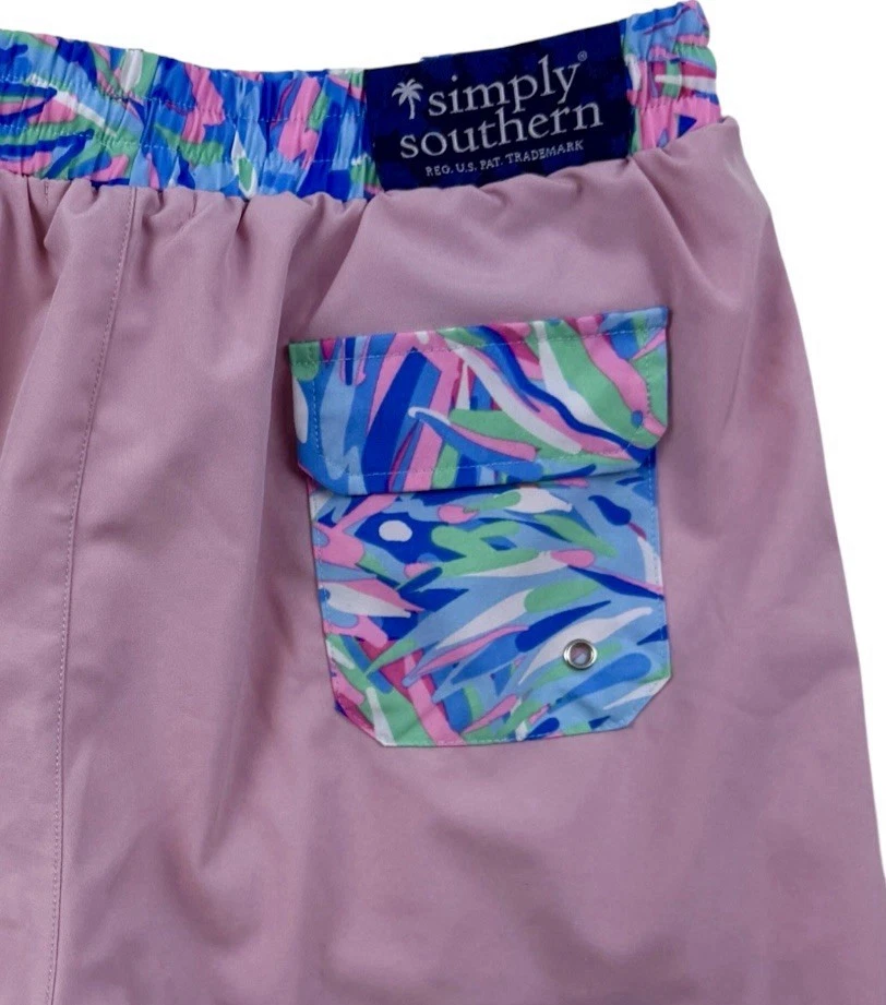 Bañador Southern Tide Skipjack para hombre pequeño rosa multicolor ribete pantalones cortos Foto 4 de 4