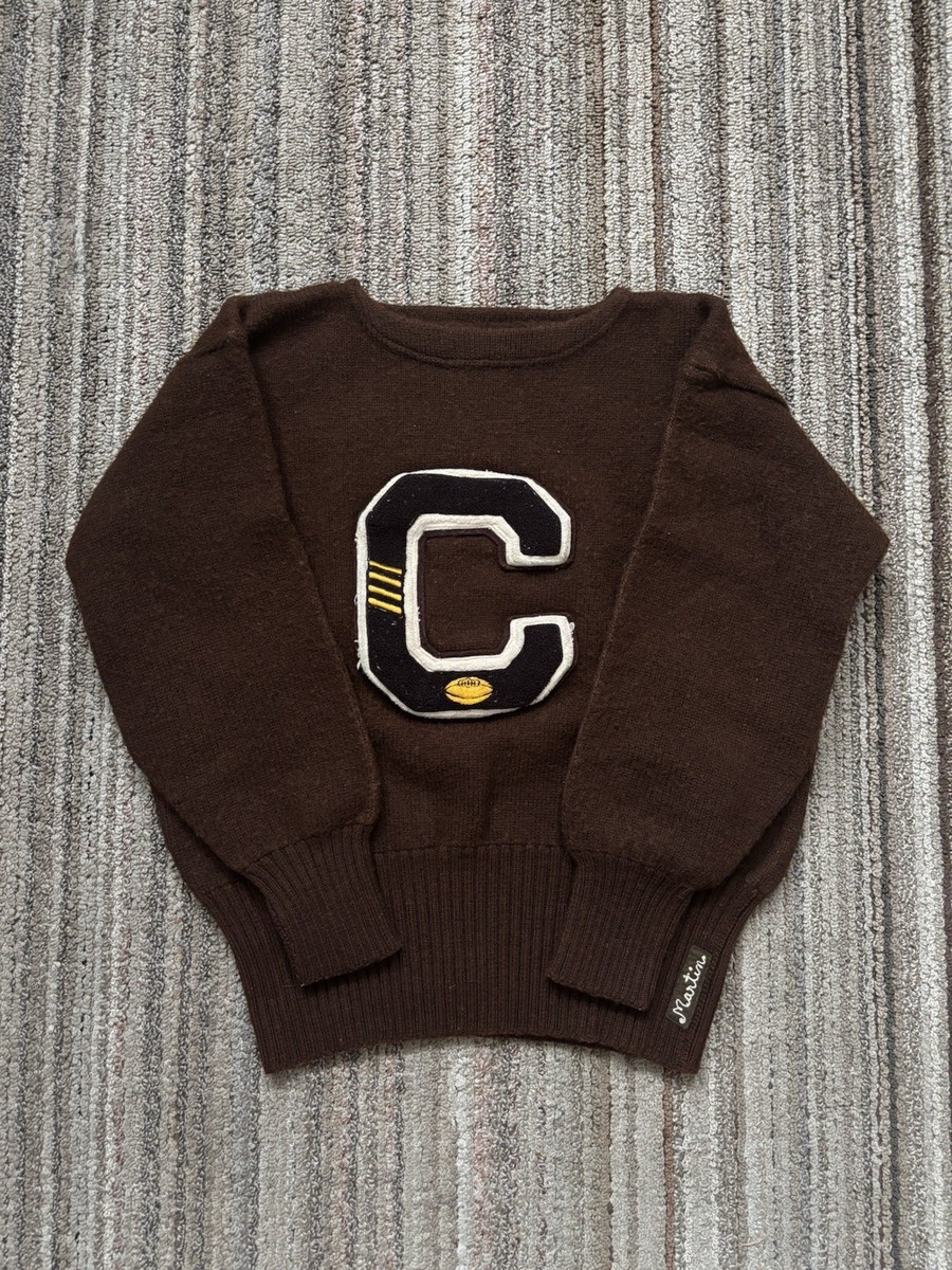 True Vintage 1940s Wilson Brown Wool Chenille Varsity Football 