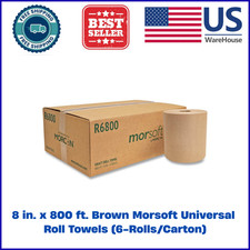 Morcon Paper R6800 8" x 800' 1-Ply Universal Roll Towels - Brown 6/CT New