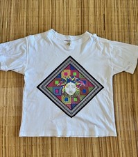 Vintage VERSACE White T-Shirt w/ Multicolor Medusa Print Button, Made In Italy