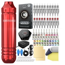 Kit for Beginners, Rotary Tattoo Pen Kit with 20 Color Inks, 20 Cartridge Nee...