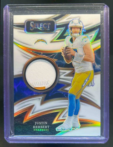 2024 Select Justin Herbert Sparks Patch White Prizm #53/75