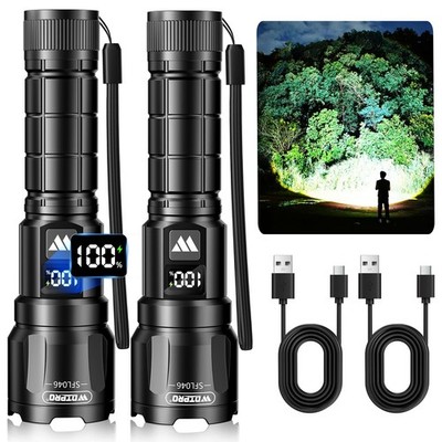 LED Rechargeable Flashlights High Lumens 2Pack, 6000LM Super Bright Flashligh...