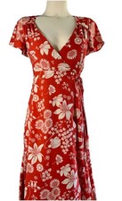 Urban Outfitters Petite Small Coral Floral Print Wrap Dress