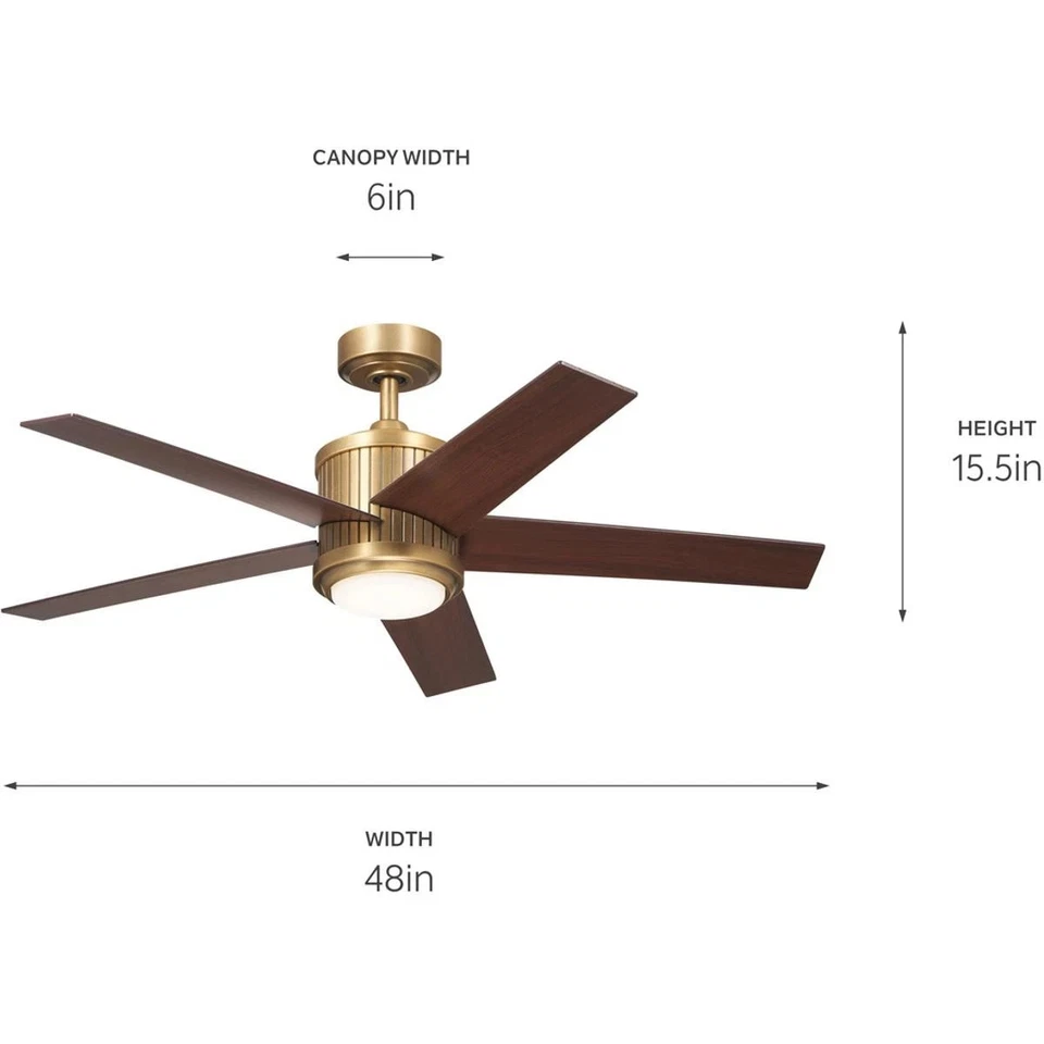 Kichler Lighting 300048NBR Brahm Indoor Ceiling Fan Natural Brass - Image 3 of 4