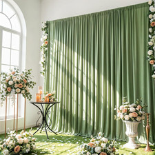 Sage Green Photo Backdrop Curtain, 10x10 Ft, 2 Panels, Wrinkle-Free