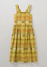 Toast Rowan Check Cotton Sundress Size 12 Yellow Midi Pinafore A Line Pockets