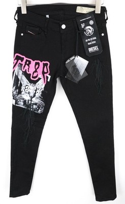 DIESEL Slandy-SP5 069KX Damenjeans W30/L32 Zip Super Skinny Stretch Schwarz