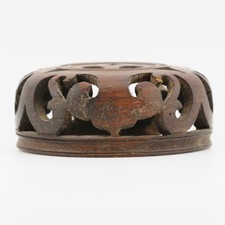 Chinese Guangxu Carved Wood Cover for Vase Ruyi Head Qing Late 19C