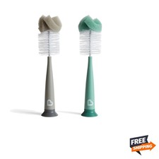Bottle Brush Set Grey Sage 2 Pack Durable Nylon Soft Rubber for Baby Bottles