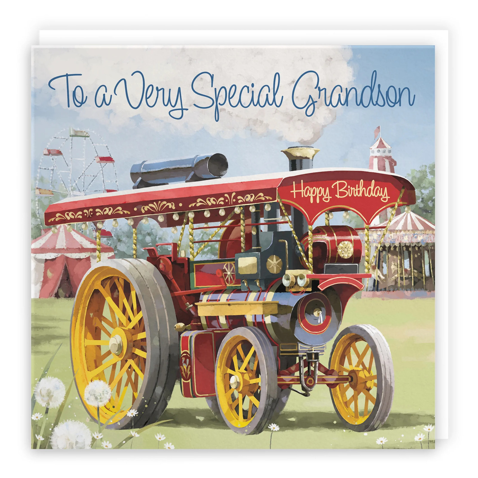 Grandson Traction Engine Birthday Card Steam Tractor Milo's Gallery