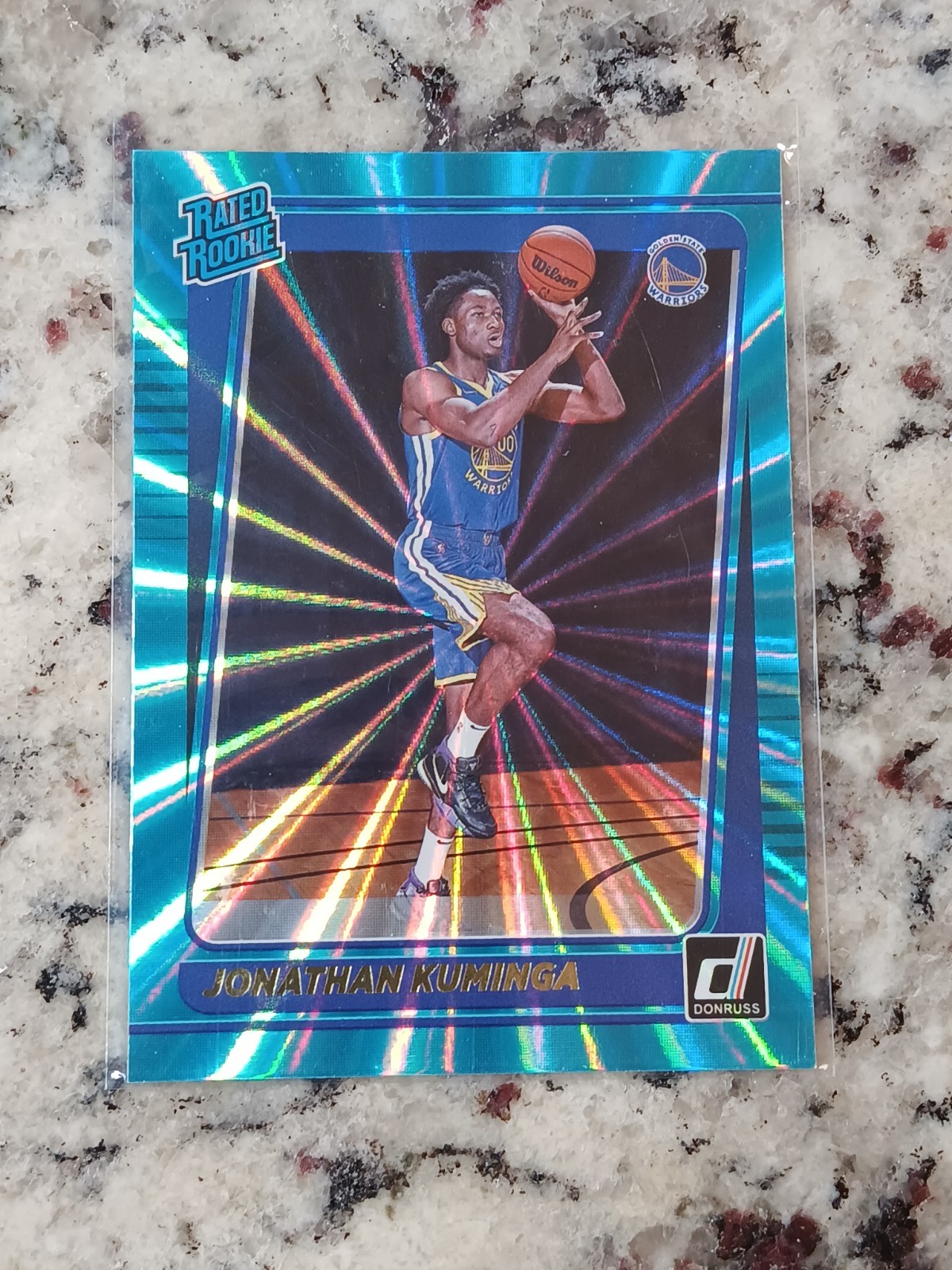 2021-22 DONRUSS Rated Rookie #240 Jonathan Kuminga HOLO TEAL LASER RC Warriors