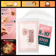 1000 Pack 8x10 Clear Self-Sealing Cellophane Bags Resealable Adhesive for Gift