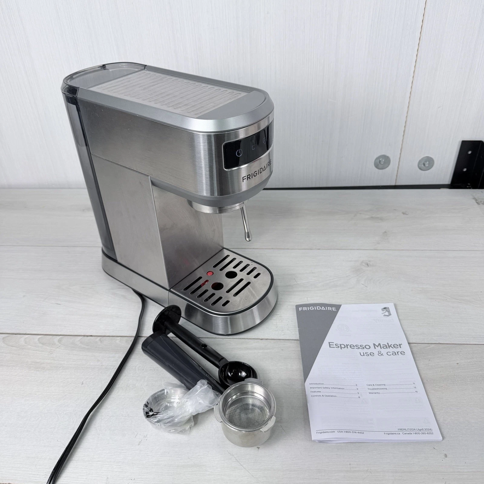 Frigidaire Steam Espresso Maker with Milk Frother, Stainless Steel FREM100SS