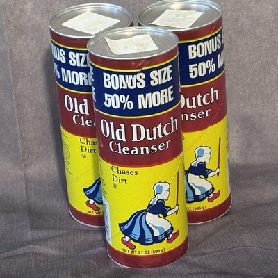 Vtg Lot Of 3 Old Dutch Cleanser Unopened Bonus Size 50% More 21 Oz. USA Read