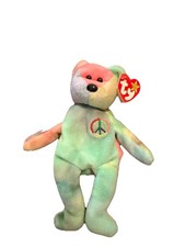 Ty Beanie Babies Peace Bear 1996 Retired Tie-Dye Plush Toy