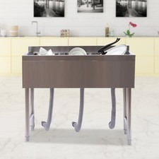 3 Compartment Stainless Steel Kitchen Commercial Restaurant Utility Basin Sink