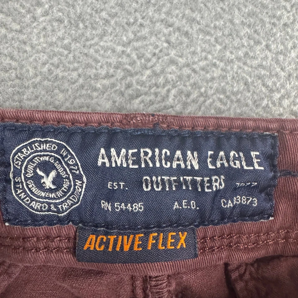 Pantalones Cortos Chinos American Eagle Rojo Granate Ajustados Activos Flexibles Informales Preppy Talla 30 Foto 2 de 4